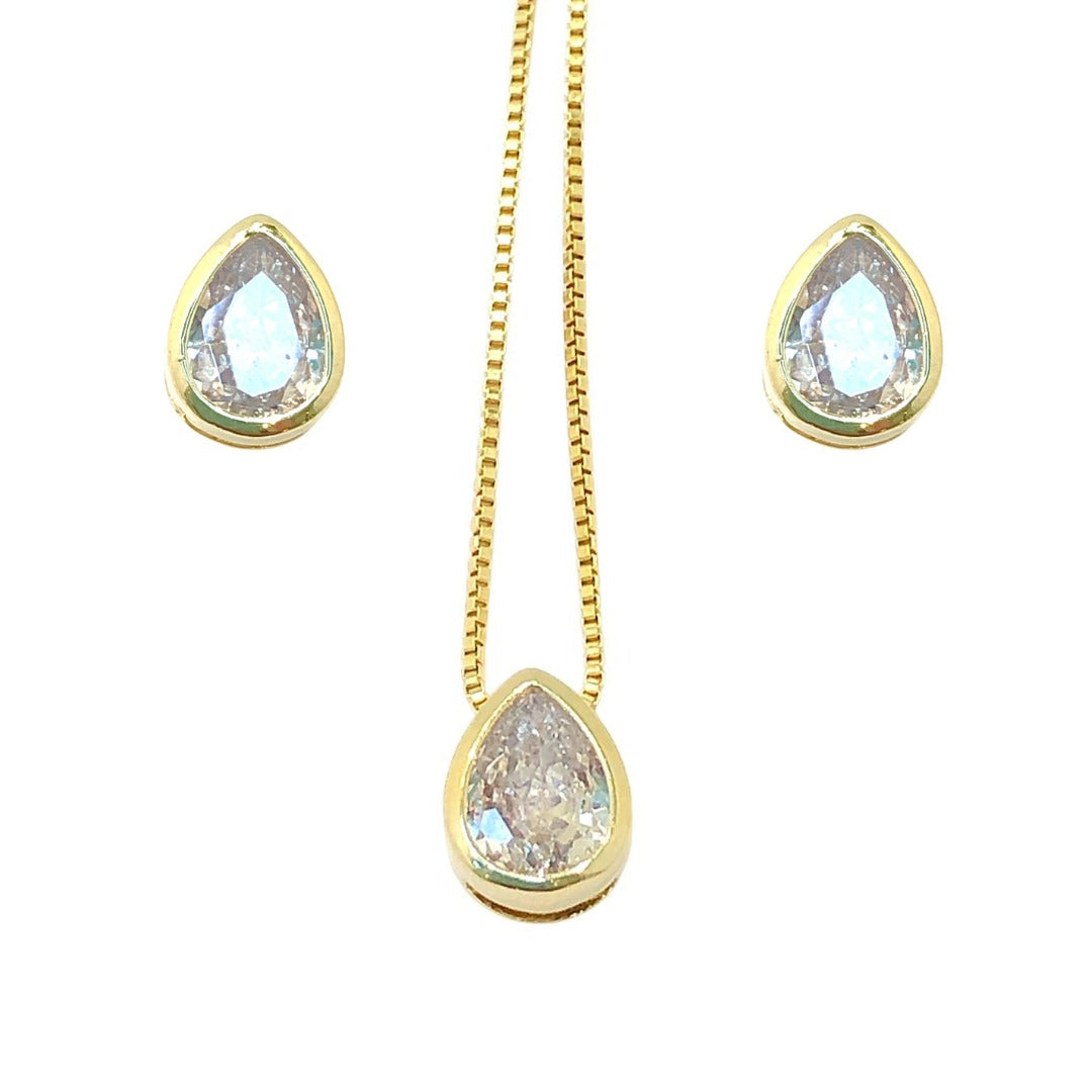 Crystal Teardrop Set - 18k Gold Plated