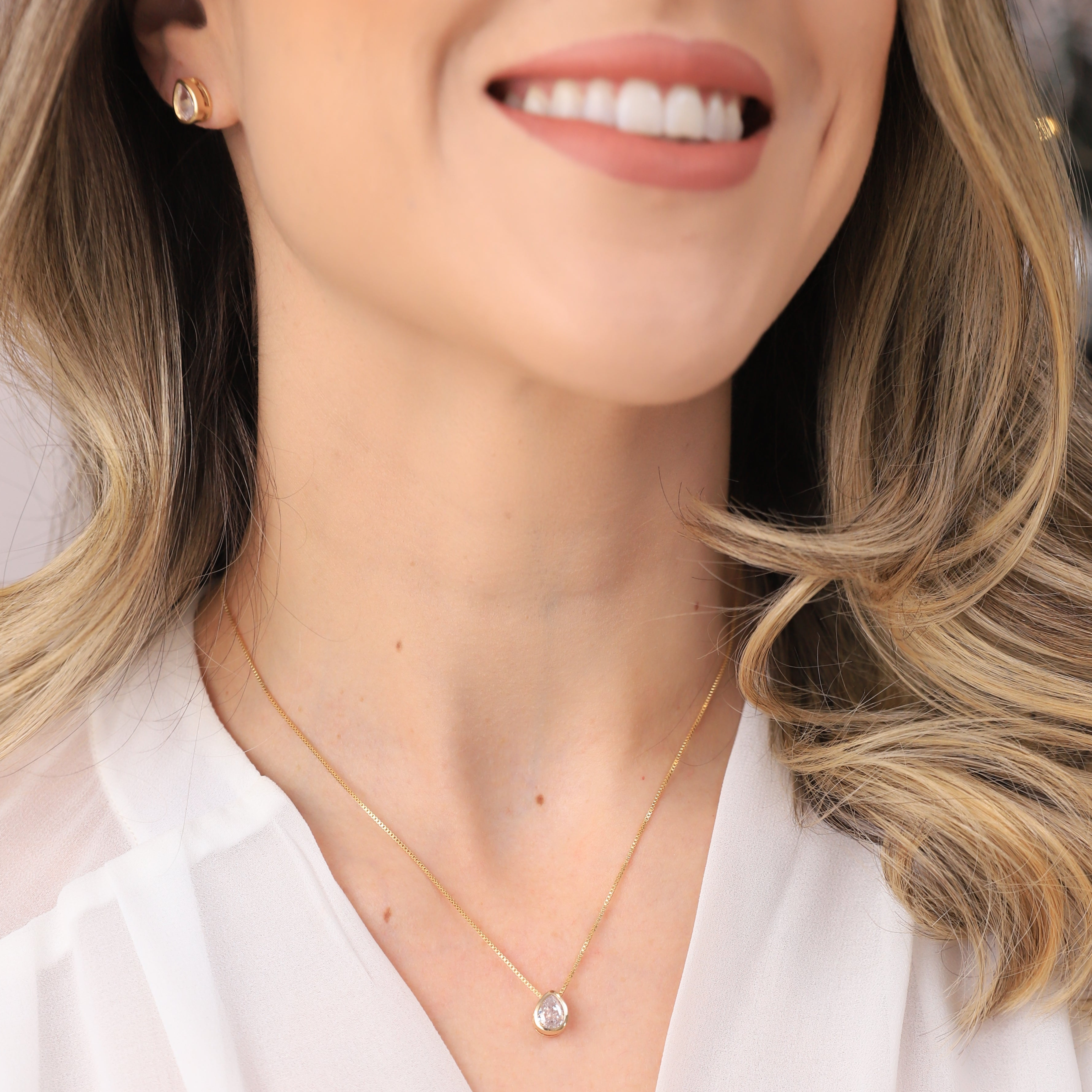 Crystal Teardrop Set - 18k Gold Plated